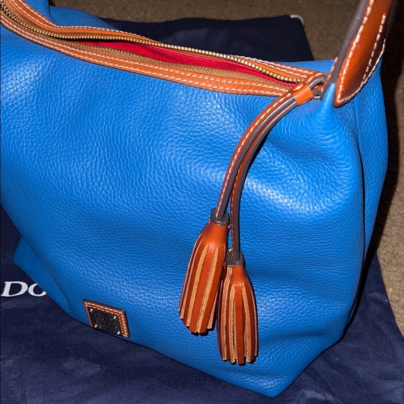 Dooney & Bourke Vibrant Blue Hobo Bag with Tan Accents - Picture 4 of 6